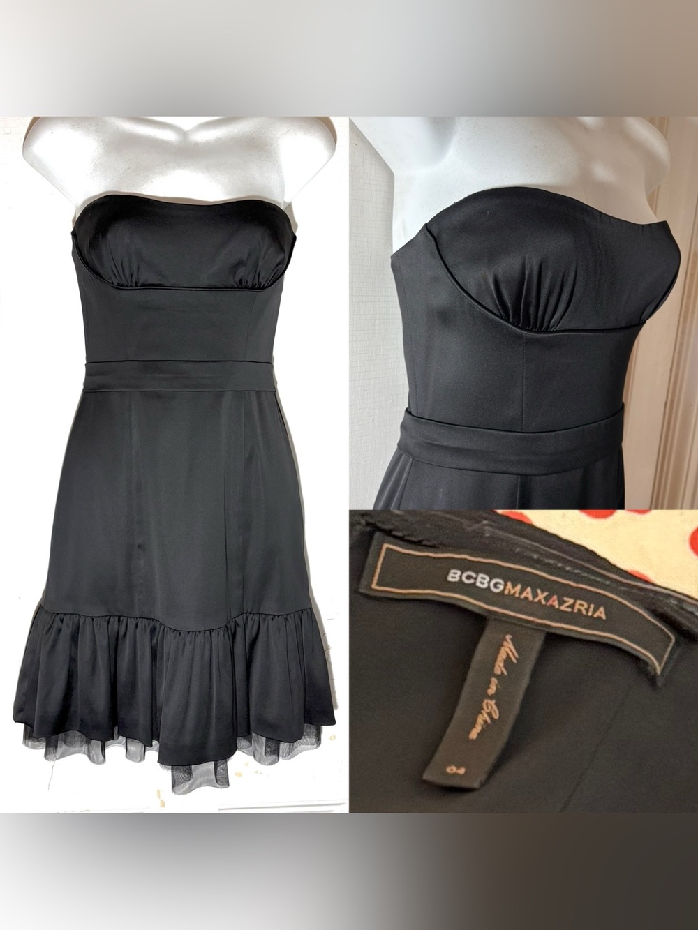 BCBGMaxAzria y2k satin party cocktail mini dress small vintage